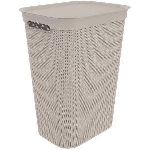 Cesto portabiancheria Rotho Brisen Cappuccino, 50 l, con coperchio e maniglie.