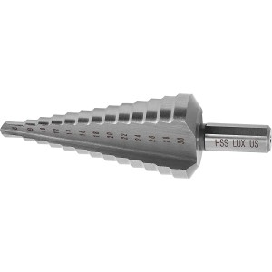 Foret étagé LUX, 6-30 mm, foret universel en acier HSS pour perçages précis dans le métal, le bois et le plastique.