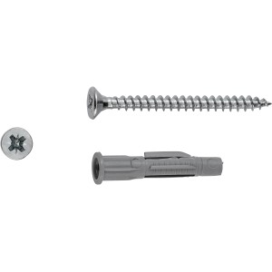 Set di tassello universale LUX (grigio, Ø 6 mm) e vite (argento) per fissaggi.