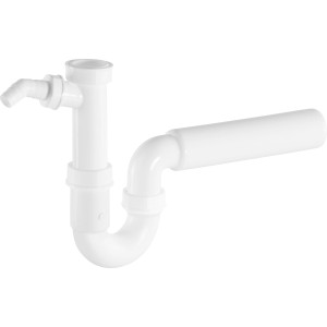 Siphon tubulaire blanc (G 1 1/2) Ø 47,8 mm pour évier, en plastique, pour prévenir les odeurs dans le système d'évacuation.