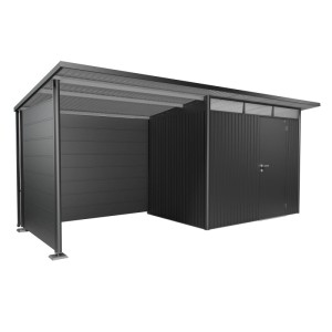 Pannello laterale Biohort per tettoia laterale AvantGarde A1/A5, grigio scuro metallizzato, per protezione da vento e intemperie.