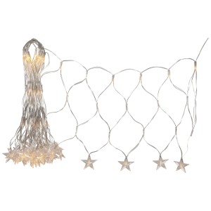Rete luminosa a LED StarNet con LED bianco caldo e stelle per interni ed esterni.
