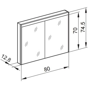 Schneider Armoire de toilette O-line LED 80 cm, blanc, 2 portes, avec dimensions.