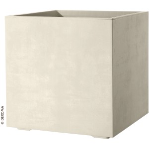 Fioriera quadrata Deroma Cubo Millennium, 39x39x39 cm, color bianco perla, effetto pietra naturale.