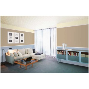 Salon avec dalle de plafond Decorate Hamburg en polystyrène blanc (50x50cm).