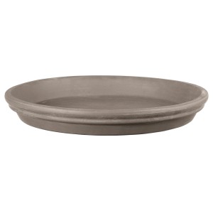 Sottovaso Deroma in terracotta color grafite, Ø 19,3 cm.