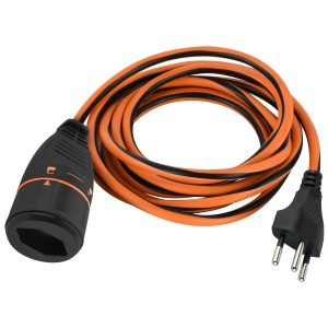 Rallonge Lockxtend, 10 m, orange et noir, avec fiche et prise.