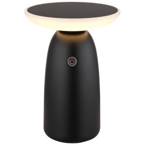 Lampe de table solaire LED Globo dimmable, noire, pour usage extérieur. Décoration solaire avec variateur tactile.