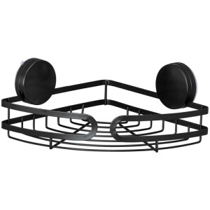 Mensola angolare nera Wenko Pavia con fissaggio Static-Loc® Plus per bagno e WC.