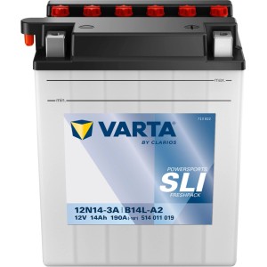 Batteria moto Varta Powersports SLI 12N14-3A, 12V 14Ah, senza manutenzione.