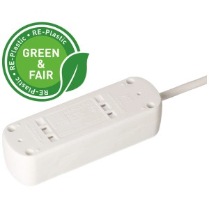 Multiprise blanche Max Hauri Basic Line en plastique avec 3 prises et câble de 1,5 m.