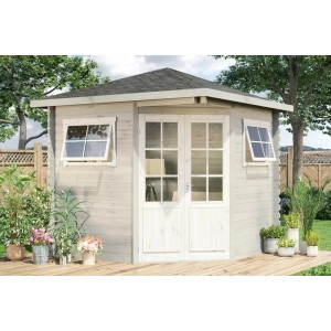Abri de jardin pentagonal Alpholz Sunny-B avec toit à pignon, non traité, 230x224 cm.