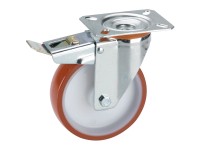 Doerner + Helmer Lenkrolle mit Feststeller Polyurethan Rot-Weiss Ø 9 cm