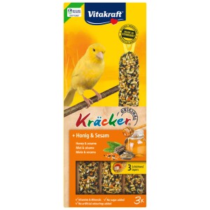 Vitakraft Kräcker Miele & Sesamo per canarini, 3 pezzi. Snack con semi e miele.