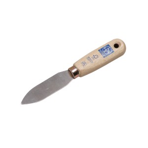 Couteau à mastic LUX avec lame en acier pointue et manche en bois de hêtre pour enlever le silicone.