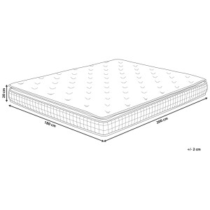 Matelas mousse à mémoire de forme blanc Beliani Charm H3/4, 180x200 cm, avec dimensions.