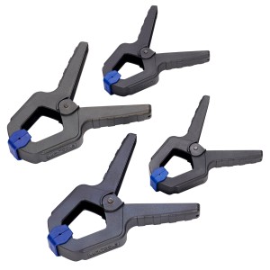 Jeu de serre-joints LUX, 4 pièces, plastique, avec mâchoires bleues, outils de serrage.