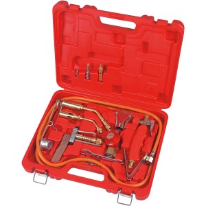 Rothenberger Industrial Turbolötset 2.000 °C, set da 16 pezzi in valigetta rossa. Kit di saldatura con bruciatori e accessori.
