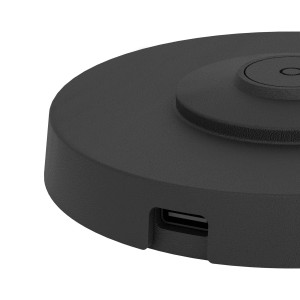 Stazione di ricarica EGLO per luci da esterno, USB-C, nero. Base rotonda con porta USB.