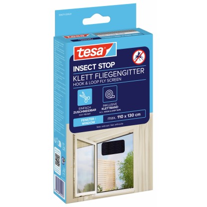 tesa Zanzariera finestre con nastro in velcro Standard Antracite 130 x 110 cm