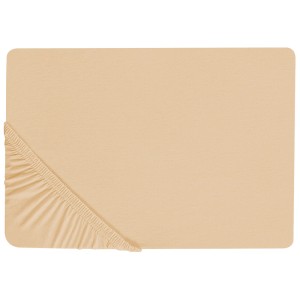 Lenzuolo con angoli color sabbia in cotone 180x200 cm di Beliani con elastico.