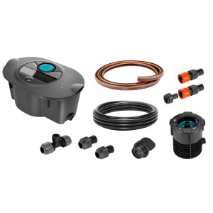 Kit d'arrosage solaire Gardena Pipeline AquaPrecise : Arroseur, tuyaux et connecteurs pour l'arrosage du jardin.
