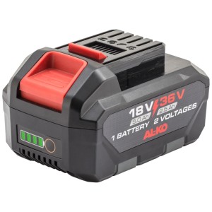 Batterie Al-Ko B100.6 Li, 18/36V, noir-rouge, pour outils Dual-Power avec indicateur de charge LED.