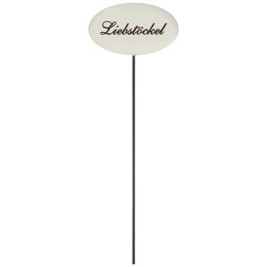 Kräuterstecker Liebstöckel, emailleweiss, 30 cm, zur Beet- und Kübelbeschriftung.
