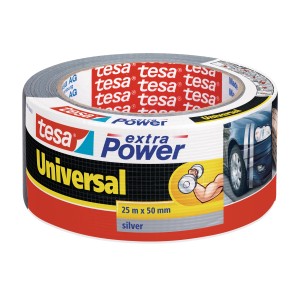 Nastro adesivo universale Tesa Extra Power, argento, 25 m x 50 mm. Versatile per riparare e fissare.
