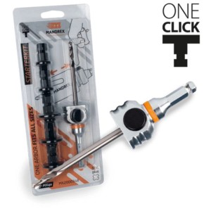 Mandrex MXqs starter set con adattatore SDS plus e adattatori per seghe a tazza.