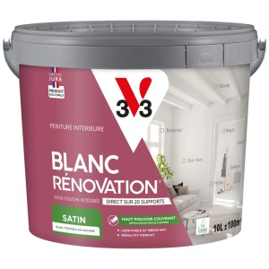 Secchio di pittura per rinnovi V33 Blanc Rénovation Bianco, semilucido, 10 l. Pittura murale bianca per interni.