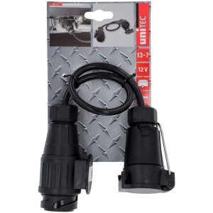 Adattatore Unitec 12V, da 13 a 7 poli, con cavo da 0,5 m per auto elettrica.