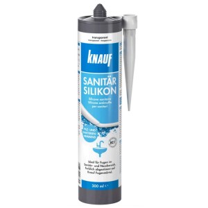 Knauf Sanitär-Silikon, transparent, 300ml Kartusche für Bad & Küche. Schützt vor Schimmel.