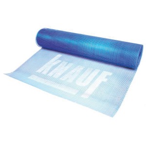 Rete di armatura Knauf, larghezza 100 cm, rete in fibra di vetro blu su rotolo per intonaco.