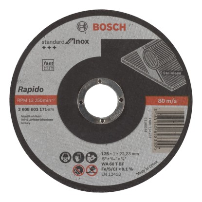 Bosch Trennscheibe gerade Standard for Inox-Rapido WA 60 T BF / 125 x 22,23 mm
