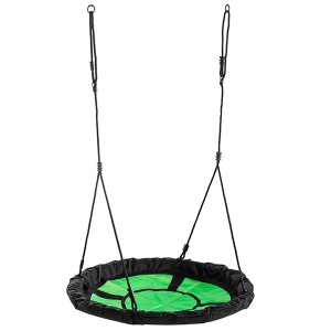 Balancelle nid d'oiseau Weka Tabaluga, Ø 100 cm, pour jeux de jardin. Balançoire avec assise verte et bordure noire.