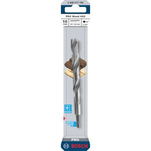 Punta per legno Bosch Pro Wood HSS, 10mm, argento, per lavori di precisione.