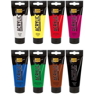 Solo Goya Acrylfarben 8er Set, verschiedene Farben in 20 ml Tuben.
