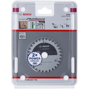 Lame de scie circulaire Bosch Standard for Multi Material, pour scies sans fil.