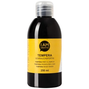 Flacon de peinture tempera noire I Am Creative, 250ml, prête à l'emploi.