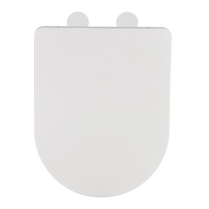 Wenko Galati sedile WC, forma a D, in duroplast, bianco opaco con chiusura rallentata.