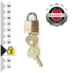 Master Lock Vorhängeschloss aus Messing, 20 mm breit, mit zwei Schlüsseln und Sicherheitsstufe 3.