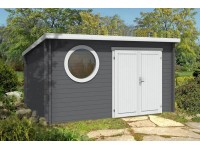 Alpholz Holz-Gartenhaus Pultdach Unbehandelt 380 cm x 325 cm