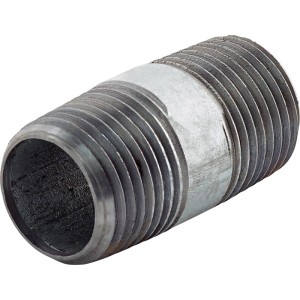 Raccordo in ghisa malleabile 21 mm (R 1/2) x 40 mm, zincato, con filettatura esterna per raccordi tubi.