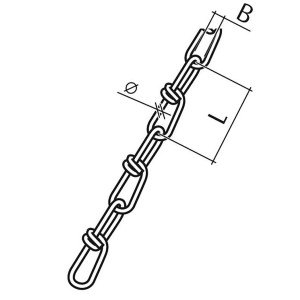 Abbildung einer Conacord Knotenkette aus Stahl, 2,5 mm x 35 mm, in Chromoptik.
