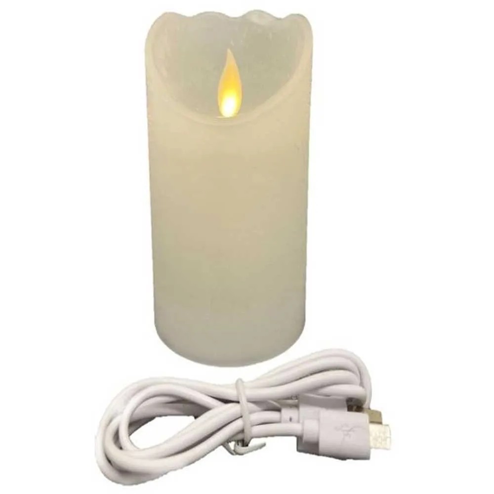 LED-Wachskerze aufladbar Weiss Ø 7,5 cm / Höhe 17,5 cm inkl. USB-Kabel kaufen bei OBI
