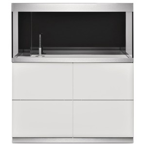 Oase Aquarium-Kombination Highline Optiwhite 300 Blanc avec meuble.