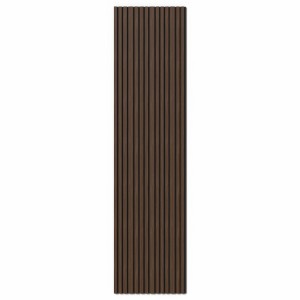 Vertikales DenPanels Akustikpaneel Walnuss Melamin mit schwarzen Filzlamellen, 240x60 cm.