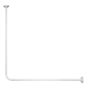 Barre de douche d'angle Spirella Magic blanche, 80x80 cm, en aluminium.
