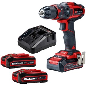 Einhell TE-CD 18/44 Li-i trapano avvitatore a percussione a batteria con batterie e caricabatterie.